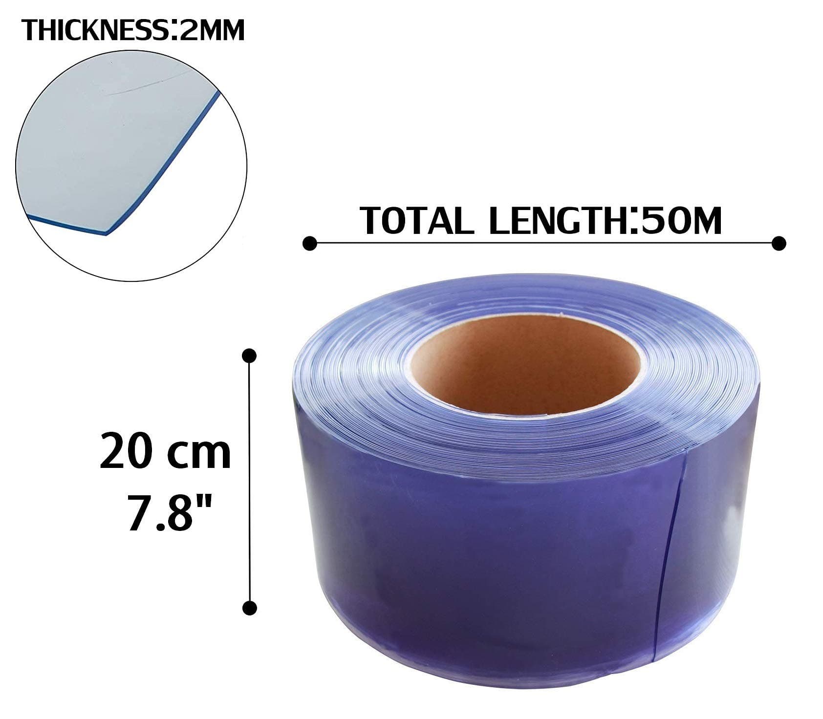 2 mm transparent-blue PVC strip specification
