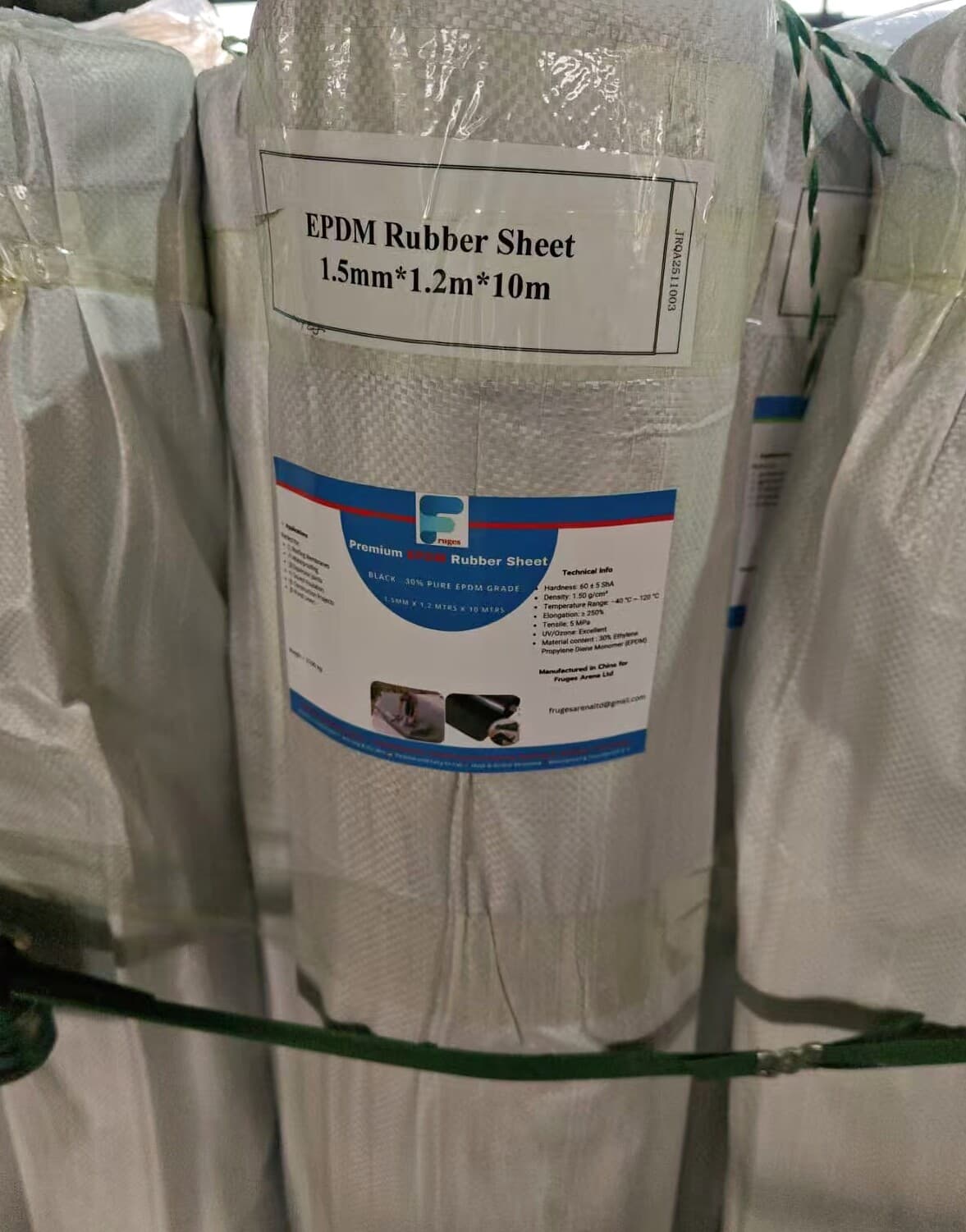 EPDM rubber sheet with Fruges Arena label
