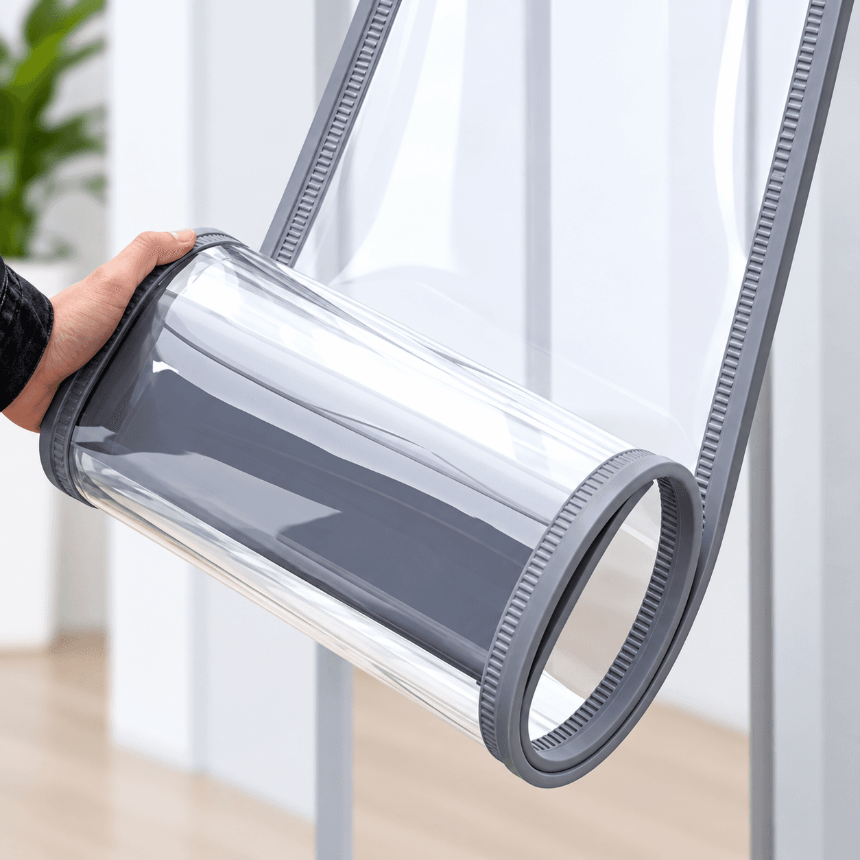 Representative illustration of a magnetic PVC strip curtain roll