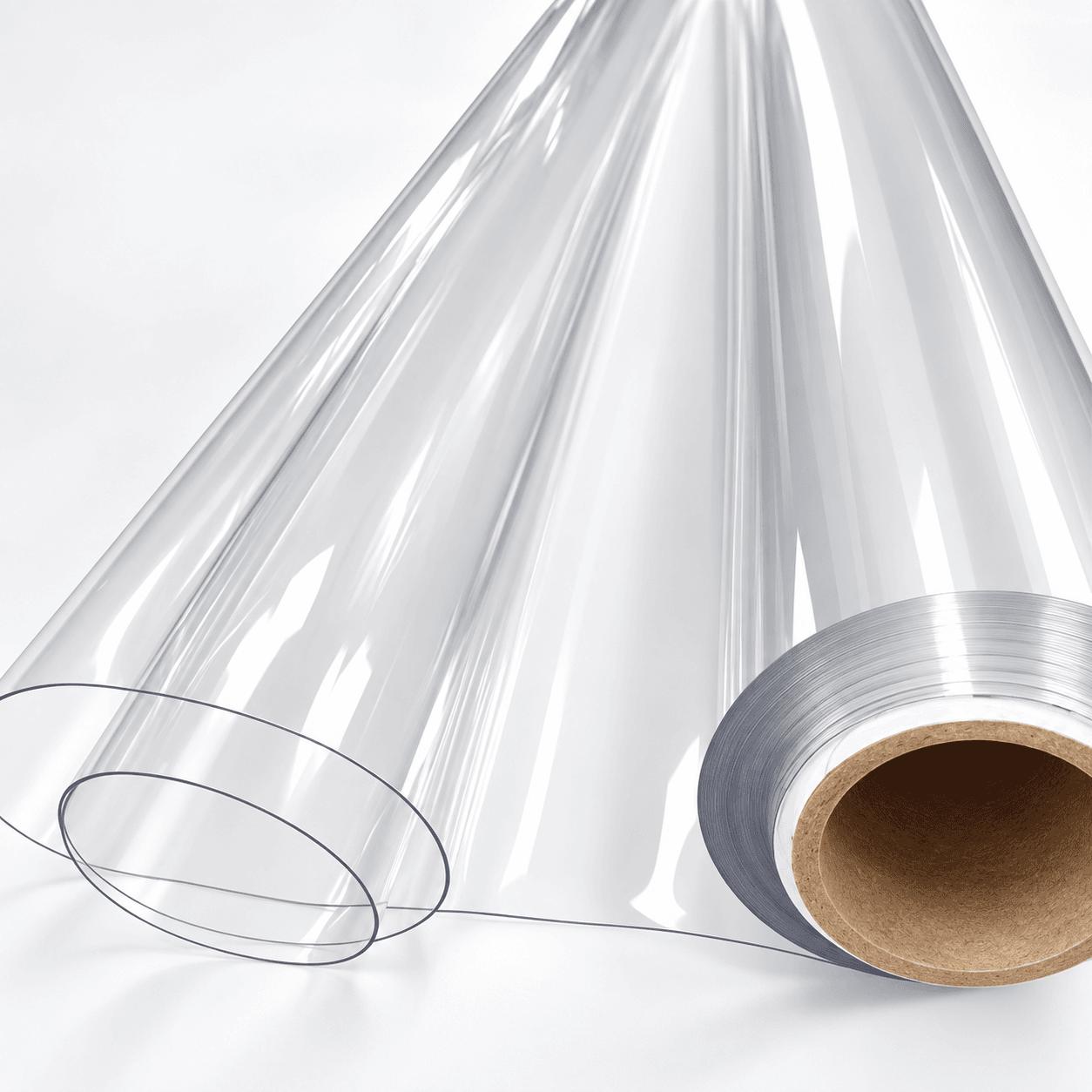 Representative clear PVC film roll; product specification is stated in the listing
