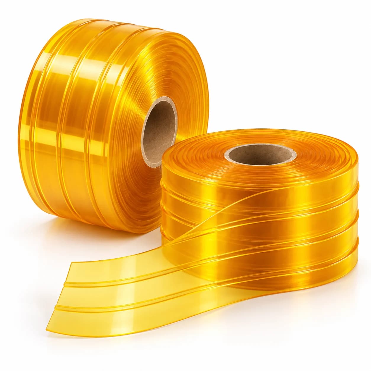 Yellow ribbed PVC strip curtain supporting illustration