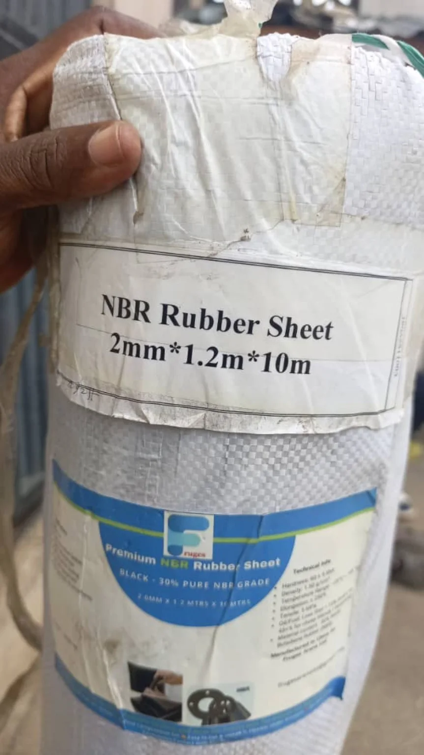 Factory-labelled 2mm NBR rubber sheet roll, 1.2m x 10m