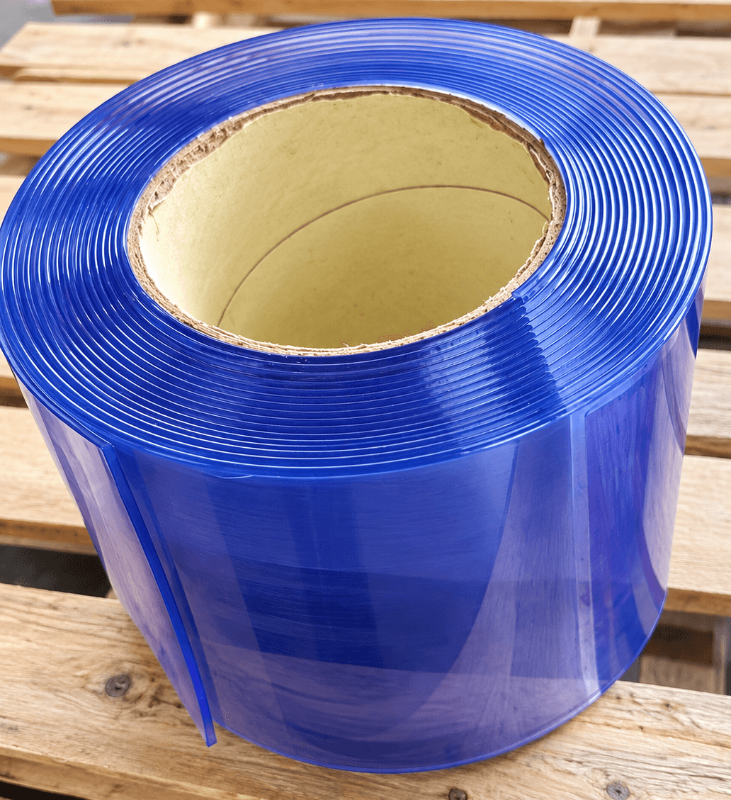 3mm × 200mm × 50m Transparent Blue PVC Strip Curtain